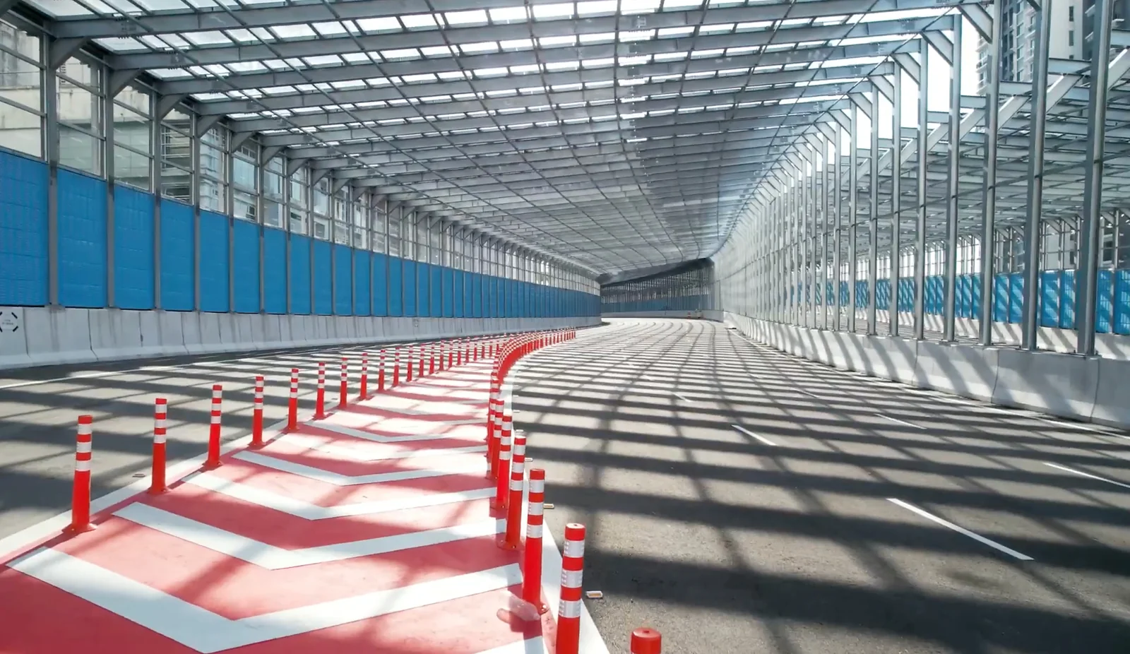 Interior of the DASH Expressway noise barrier enclosure