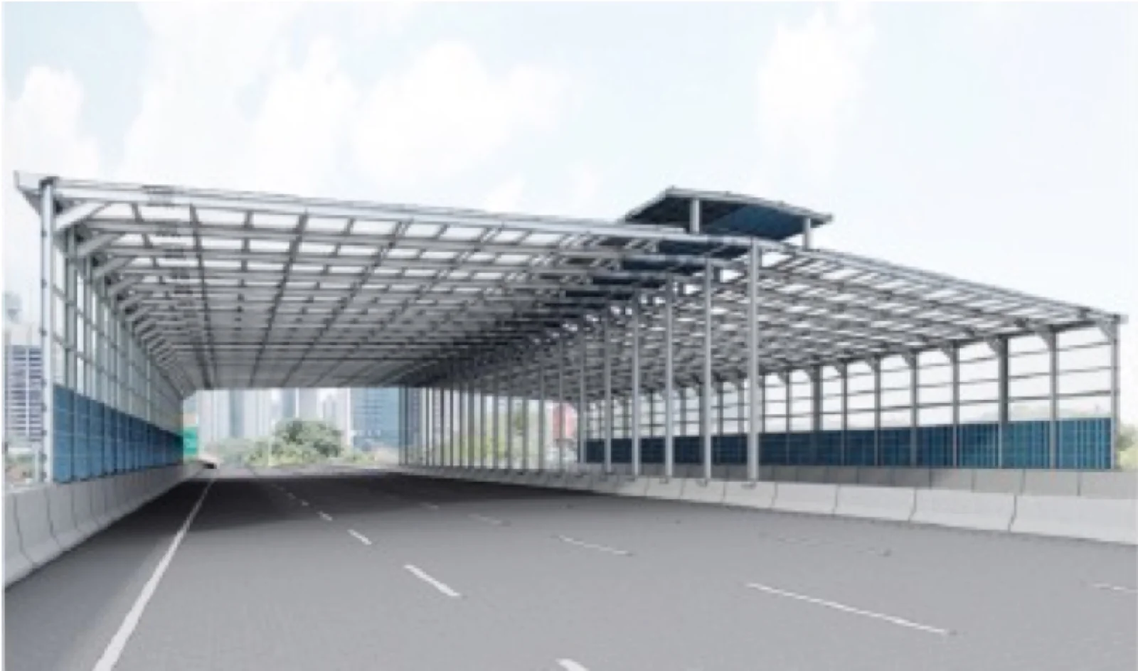 Full-enclosure noise barrier structure on the DASH Expressway