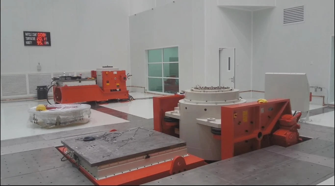 Vibration shaker equipment and test tables in a laboratory